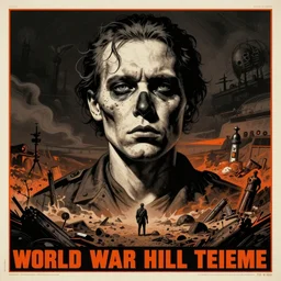 masterpiece world war iii propaganda poster, hyper detailed portrait of a nuclear radiation victim, doom, wasteland landscape, screen printing poster art style by james montgomery flagg, irakli toidze, zdizslaw beksinski, trending on artstation, 8 k, intricate, dramatic lighting, majestic