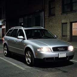 Audi A4 B6 Avant (2002), a gritty neo-noir, simon stalenhag, Max Payne (PC) (2001) winter new york at night, dramatic bright lighting, cinematic, establishing shot, extremely high detail, photorealistic, cinematic lighting, artstation, by simon stalenhag, dark night, bright lights, eldritch horror, dark blue filter, ultra phonk