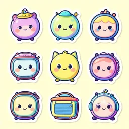cute random groovy 7 0 s stickers illustration style