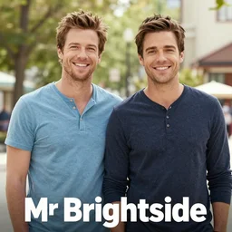 poster of the romcom movie Mr Brightside starring Brandon flowers (the killers), outdoors, smiling, 4k, cinematic