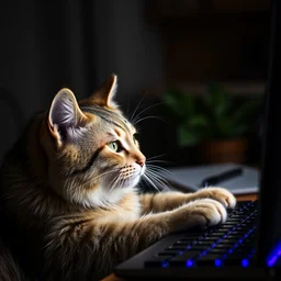 cat using computer