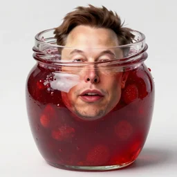 elon musk!!! stuck!!! in a jar of strawberry jam