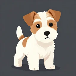 a very cute wire haired jack russell terrier puppy. he is white with brown spots and brown patches over both eyes. clean cel shaded vector art. shutterstock. behance hd by lois van baarle, artgerm, helen huang, by makoto shinkai and ilya kuvshinov, rossdraws, illustration, art by ilya kuvshinov