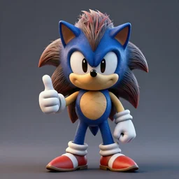 sonic the old and decrepit hedgehog giving a thumbs up. 3d render, hyperdetailed, blender, trending on artstation, octane render, photorealistic, intricate detail