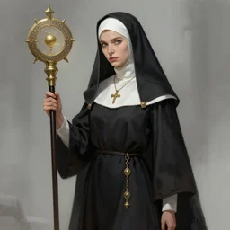 high fantasy nun by Taras susak, 4k, concept art
