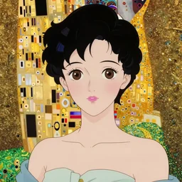 Jean-Paul Sartre as a girl in anime style by charlie bowater, mandy jurgens, gustav klimt