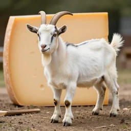 a photo realistic mix between a goat and a cheese