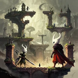 2 d metroidvania map hollow knight inspired platform, concept art, digital painting, trending on artstation, highly detailed, epic composition, 8 k uhd