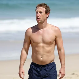 mark zuckerberg thirst trap photo, ripped and shirtless at the beach
