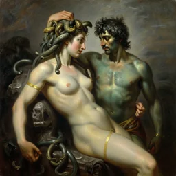 detailed illustration of perseus vs medusa, hyper detailed, realistic, oil painting, artwork by asher brown durand, cinematic lighting