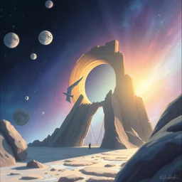 space distortion gate, digital painting, concept art, smooth, sharp focus, illustration by studio ghibli