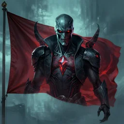 The flag of an evil cyberpunk empire, a sci-fi painting by Greg Rutkowski, trending on artstation