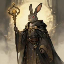 a mystic rabbit druid mage. highly detailed