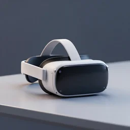 the a small VR headset, from 2025, on a table, studio photography, digital art