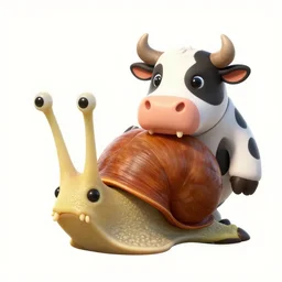 snail monster, long teeth, cow monster, detailed