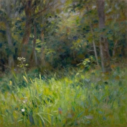 a photograph of a small grassland nestled in a forest, maximalist style, soft edges, finely detailed oil painting, impasto brush strokes, soft light, 8 k, dramatic composition, studio lighting, sharp focus, octane render, masterpiece, by claude monet and bob ross and thomas kinkade and jan van eyck