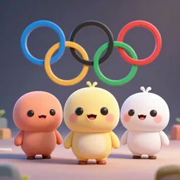olympic icons as cute 3 d characters, cinematic, pixar, octane render