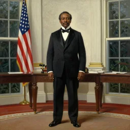 portrait of the united states president, 1 8 6 7. a black man from louisiana. standing tall in the oval office. oil on canvas by william sidney mount, trending on artstation
