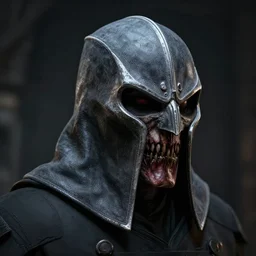 imperial assassin head, terrifying, grimdark, photorealistic