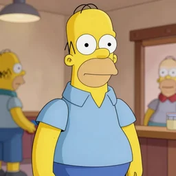 long shot photorealistic Homer Simpson, 4k, ultra HD