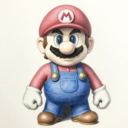 mario as the witcher, pencil art on paper, highly detailed, looking defiantly at the camera, front!!, front look!!