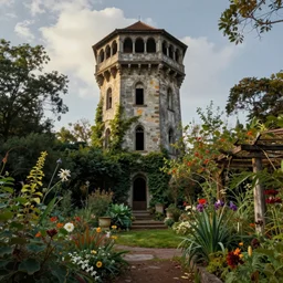 The abandoned wizard\'s tower in the overgrown garden. Alfred Stieglitz.
