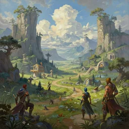 a beautiful fantasy landscape painting of a naya panorama. magic the gathering land art by john avon and marc simonetti and Mark Keathley, trending on artstation hq 8k