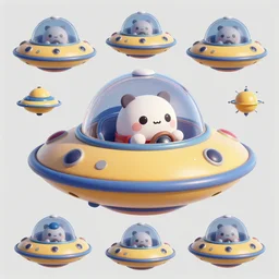 hyper cute!! piloting a cute flying saucer, asset sheet, high quality 8 k study diffuse