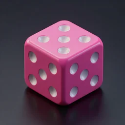 icon of a dark pink dice in the style of rpg items , artstation, 3d rendered, digital art, isometric, dark background