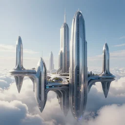 futuristic towers float like clouds, realistic, smooth light, realistic, cinematic, highly details, battle angel alita movie style