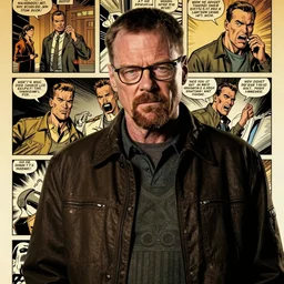Walter White, season 1, episode 1, in a Vertigo comic panel, detailed,
