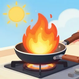 frying in the florida heat, sun too hot, cartoon person on fire, this is fine