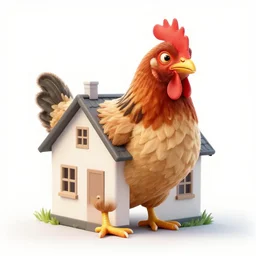 a photoshopped image of a chicken wearing a house