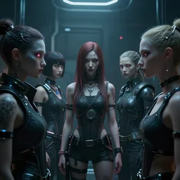 cyberpunk ethereal avatars meeting in the metaverse, photorealistic, ominous, awe inspiring