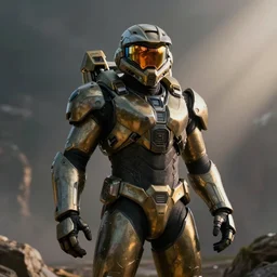 steve urkel in intimidating futuristic halo battle armor