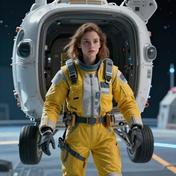 girl in the space port, complimentary colours, landing gear, avatar, cinematic keyframe. by fausto de martini, wadim kashin. ultra realistic, cinematic light, ue 5, featured on artstation, octane render, sharp focus, ray tracing, artstationhq, cgsociety, cinematic 8 k.