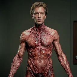 steve bannon body horror directed by david cronenberg, limb mutations, swollen veins, cinestill 8 0 0 t, 1 9 8 0 s movie still, film grain