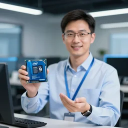 intel engineer holding the new core i 9 processor