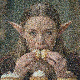 closeup portrait of greta thunberg as a medieval goblin eating cakes, depth of field, zeiss lens, detailed, symmetrical, centered, fashion photoshoot, by Annie Leibovitz and Steve McCurry, David Lazar, Jimmy Nelsson, Breathtaking, 8k resolution, extremely detailed, beautiful, establishing shot, artistic, hyperrealistic, beautiful face, octane render