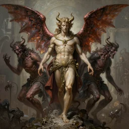 the temptation of saint anthony swarmed by grotesque winged demons, fantasy, intricate, elegant, highly detailed, digital painting, artstation, concept art, matte, sharp focus, epic cinematic lighting, art by jack kirby