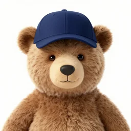 bear with a baseball cap, realistic