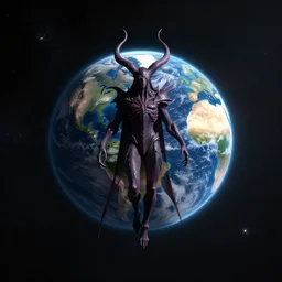 Azathoth floating in space watching planet Earth, trending on artstation, digital art