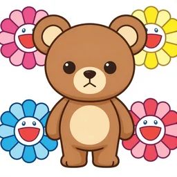 teddy bear chibi in the style of takashi murakami + 4 k + high res + bold