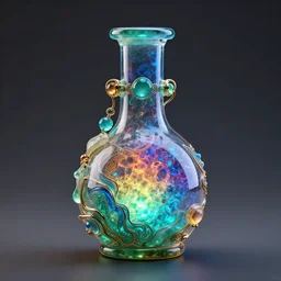 colorful phosphorescent mana life glass, intrincate jade ornamentals, flask unreal engine hyperreallistic render 8k