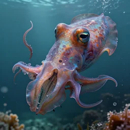fantasy art hyper photorealistic ai created interesting bizarre flamboyant cuttlefish fantastic art award winning best ultra detailed magnificent