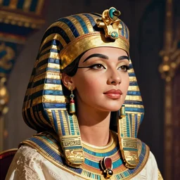 beautiful portrait of anne baxter as nefertari, digital art by eugene de blaas and ross tran, vibrant color scheme, intricately detailed, in the style of romanticism, cinematic, artstation, greg rutkowski