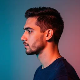 cool profile portrait of a man in striking colors