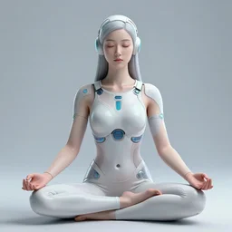 beautiful Fine art photo of a young meditative godess wearing a cyberpunk electronic mayan helmet, photorealistic, high quality, sunrise lighting, in the movie 2001 A SpaceOdyssey, 8k