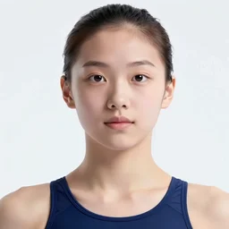 close - up, accurately shaped face, volumetric light, posing in one - piece competitive sport swimsuit. by takashi takeuchi, yoshiyuki sadamoto, amagaitaro, makoto shinkai, krenz cushart, asao urata, pixiv. 9 0 s