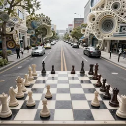 street view a chess board filled with chess pieces, fantasy landscape made of fractals facing each other, ultra realistic, wide angle, intricate details, the fifth element artifacts, highly detailed by peter mohrbacher, hajime sorayama, wayne barlowe, boris vallejo, aaron horkey, gaston bussiere, craig mullins